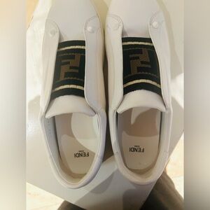 Fendi logo, leather sneakers